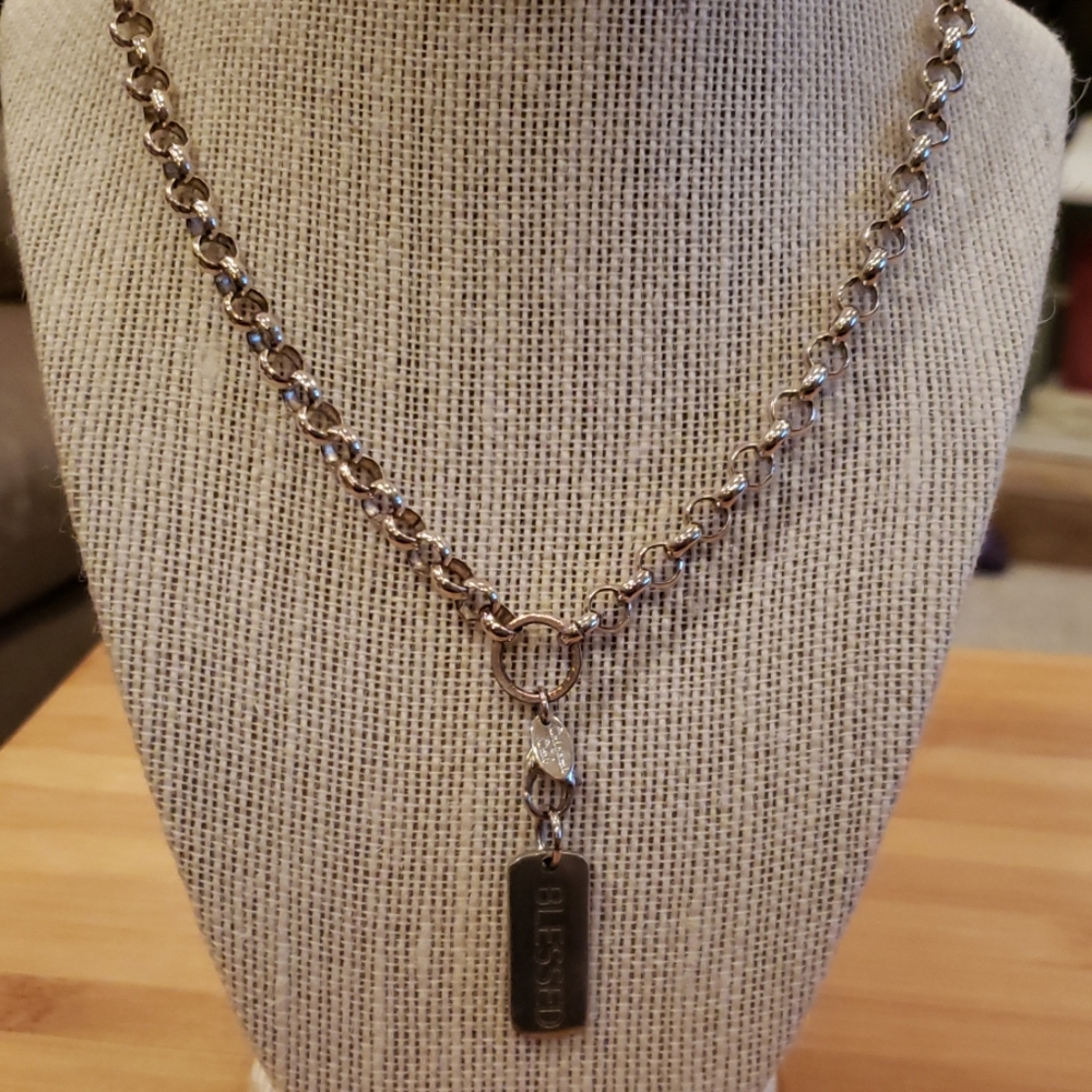 Origami owl necklace with blessed dangle